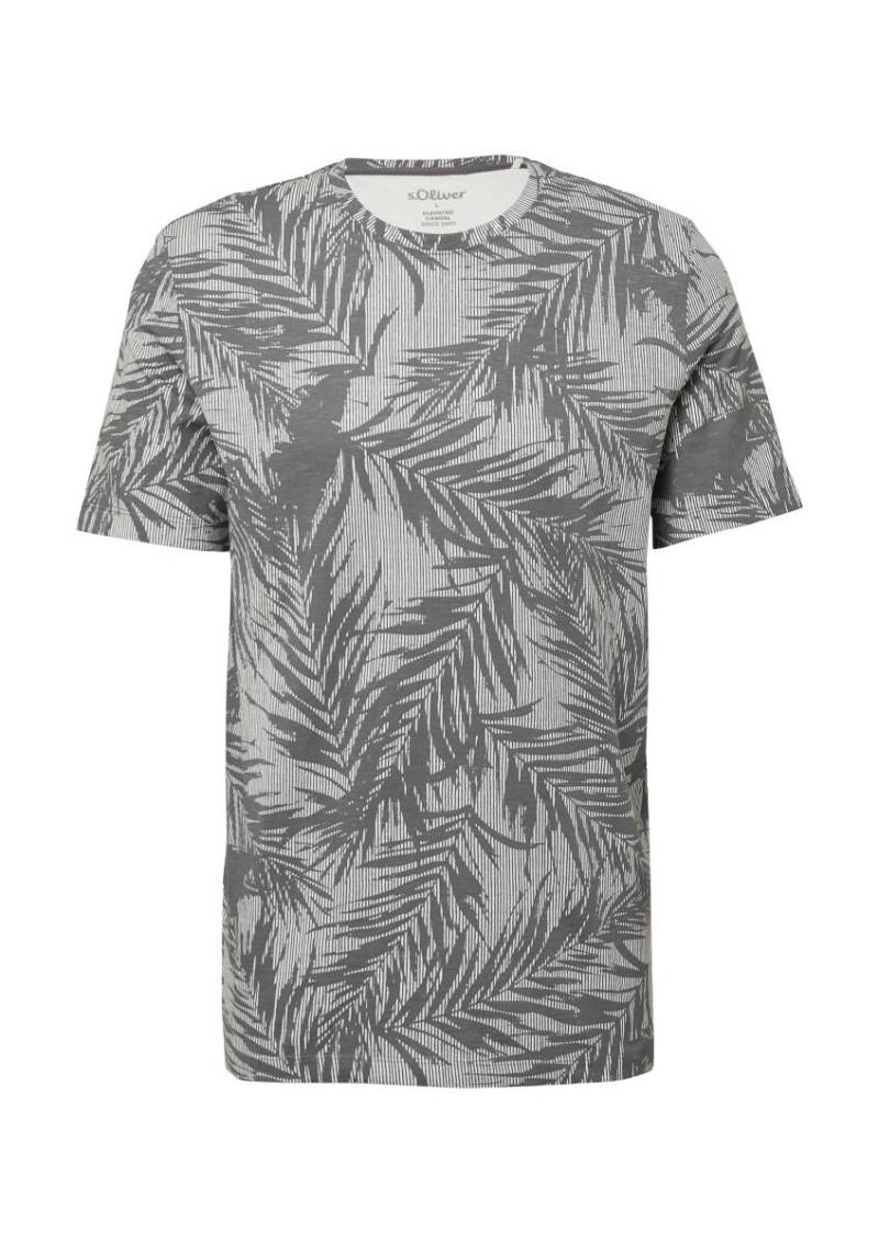 s.Oliver Red Label - T-Shirt mit Crew Neck und All-over-Print grau - Gr. - XL von s.Oliver Red Label