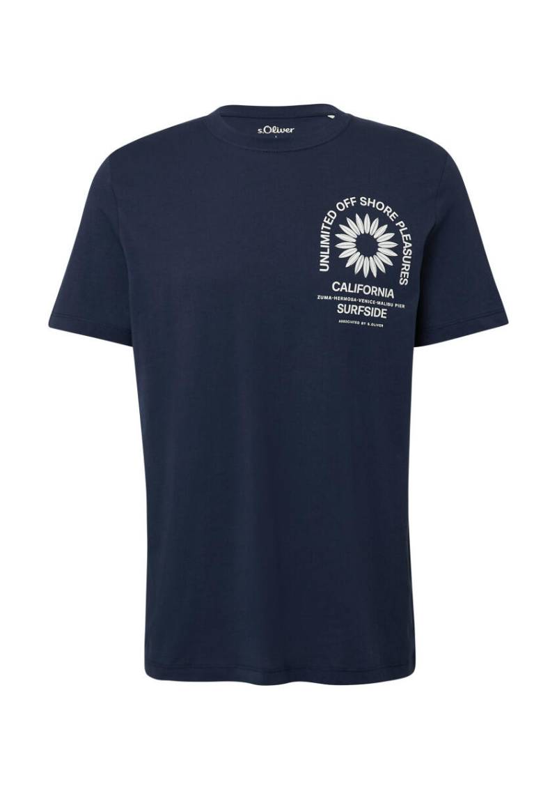 s.Oliver Red Label - T-Shirt mit Crew Neck und Frontprint blau - Gr. - S von s.Oliver Red Label
