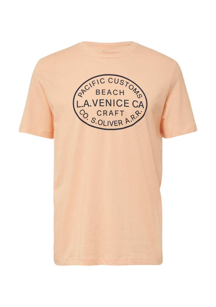 s.Oliver Red Label - T-Shirt mit Crew Neck und Frontprint orange - Gr. - L von s.Oliver Red Label