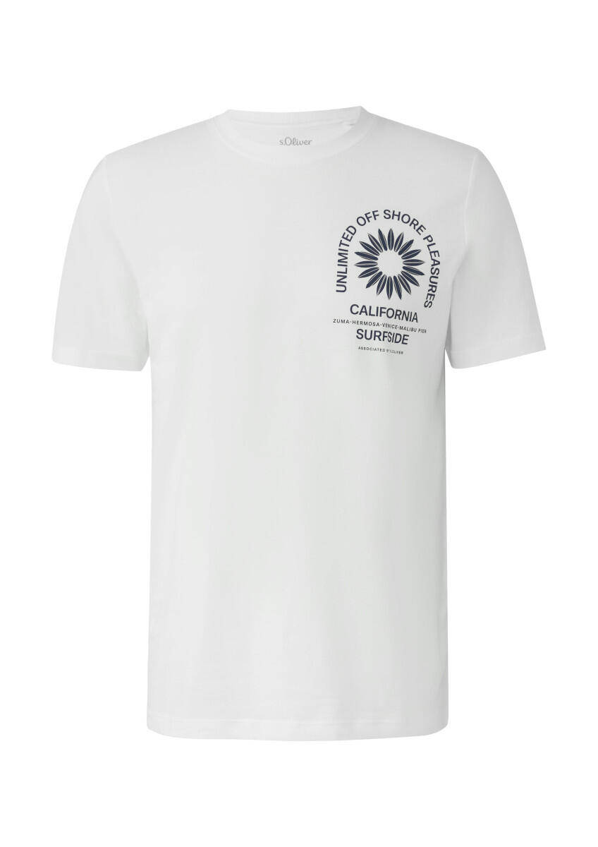 s.Oliver Red Label - T-Shirt mit Crew Neck und Frontprint weiß - Gr. - L von s.Oliver Red Label
