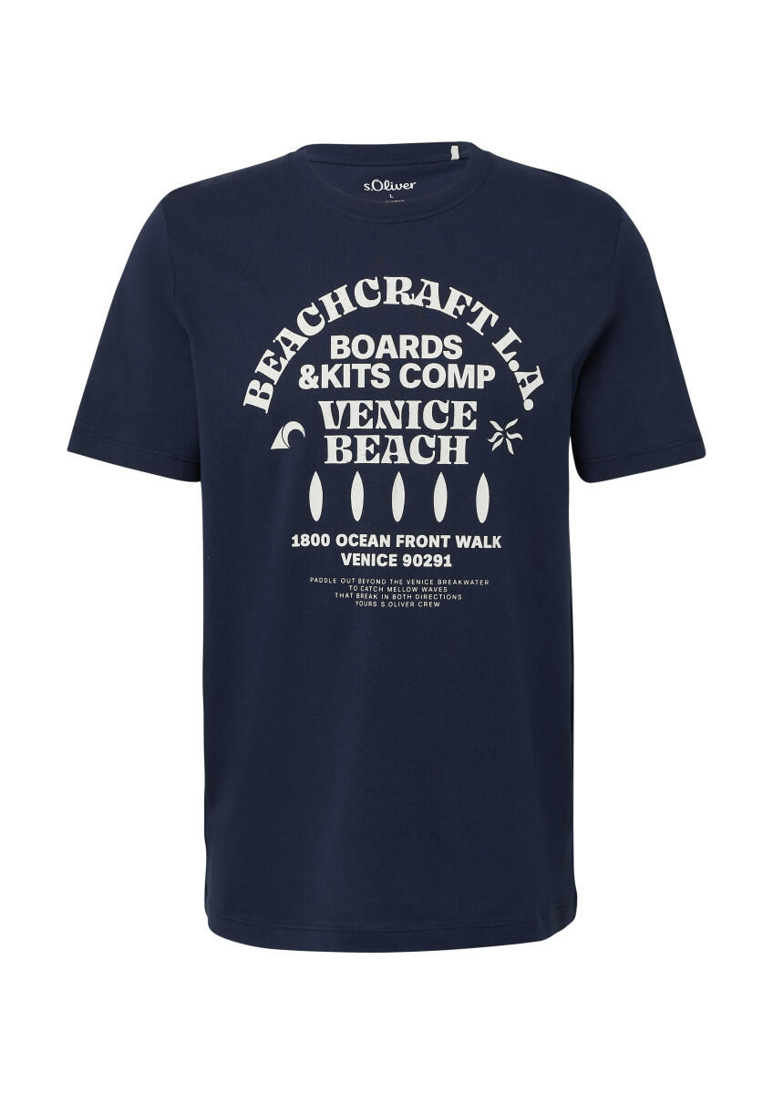 s.Oliver Red Label - T-Shirt mit Crewneck und Artwork blau - Gr. - L von s.Oliver Red Label