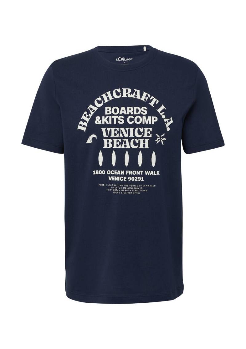 s.Oliver Red Label - T-Shirt mit Crewneck und Artwork blau - Gr. - L von s.Oliver Red Label