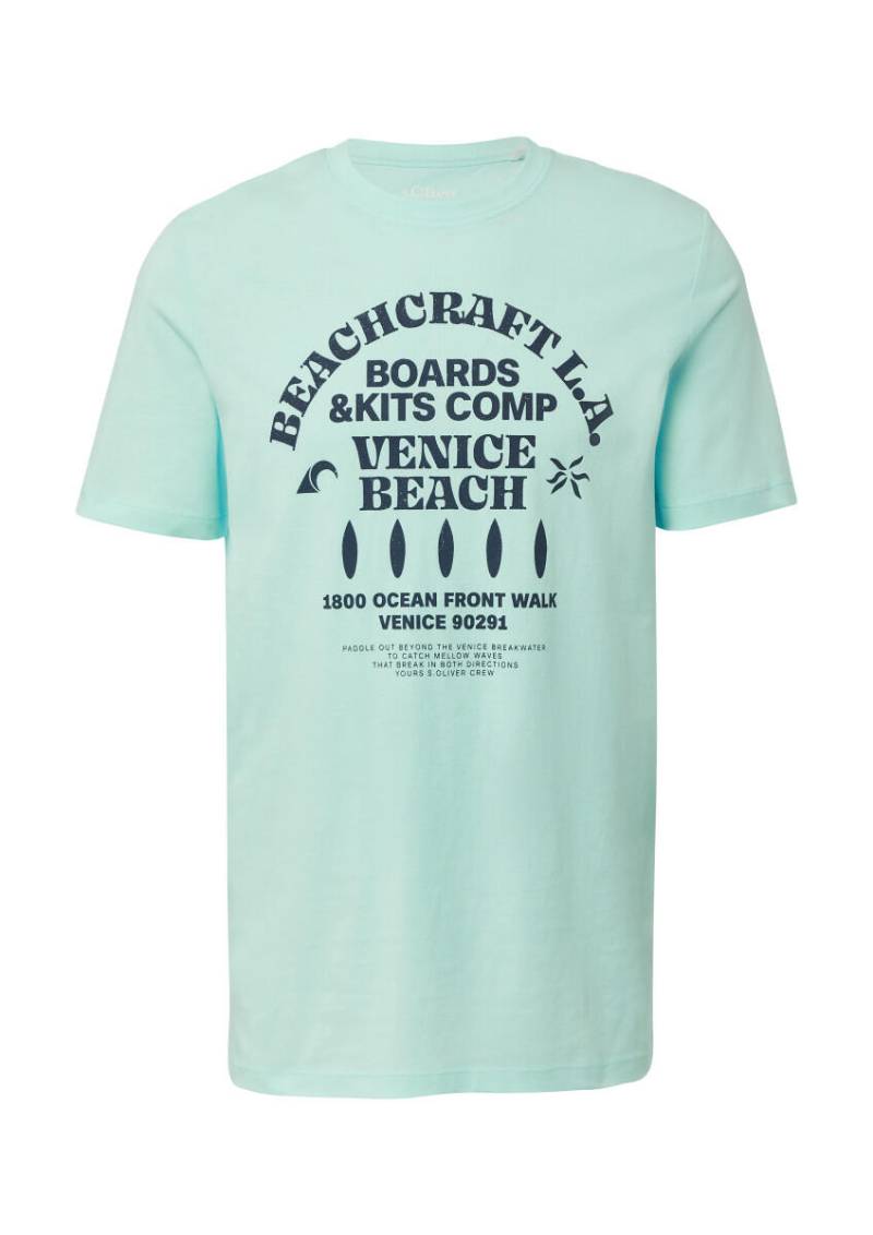 s.Oliver Red Label - T-Shirt mit Crewneck und Artwork blau - Gr. - XXL von s.Oliver Red Label