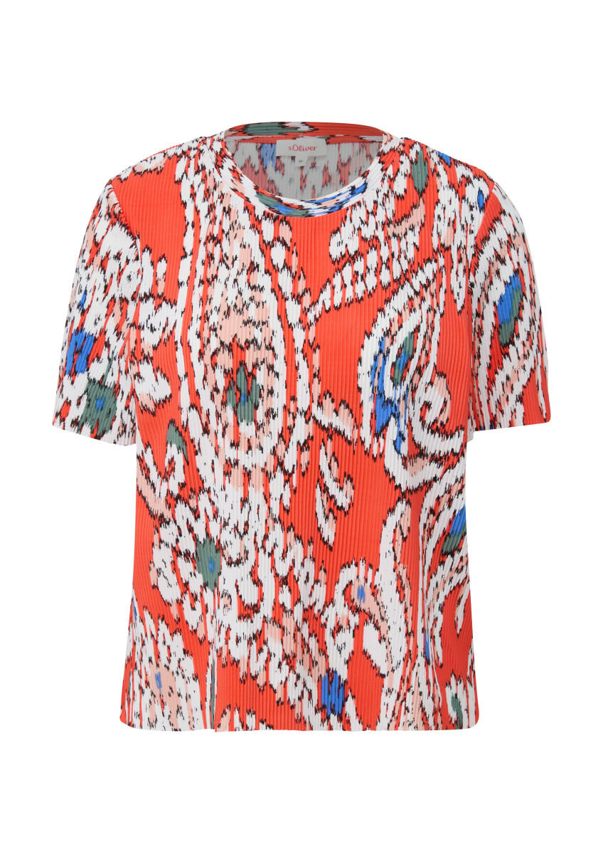 s.Oliver Red Label - T-Shirt mit Plisseefalten orange - Gr. - 38 von s.Oliver Red Label