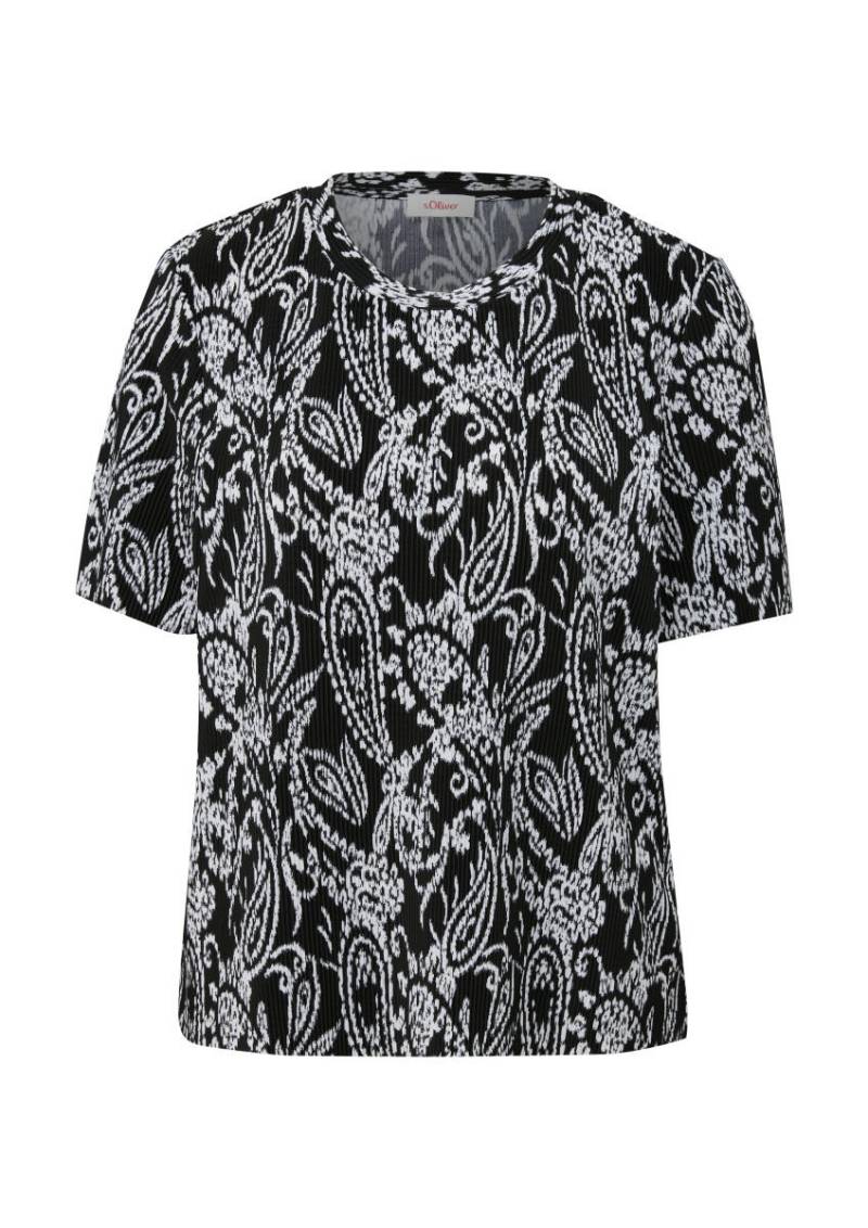 s.Oliver Red Label - T-Shirt mit Plisseefalten schwarz/weiß - Gr. - 34 von s.Oliver Red Label