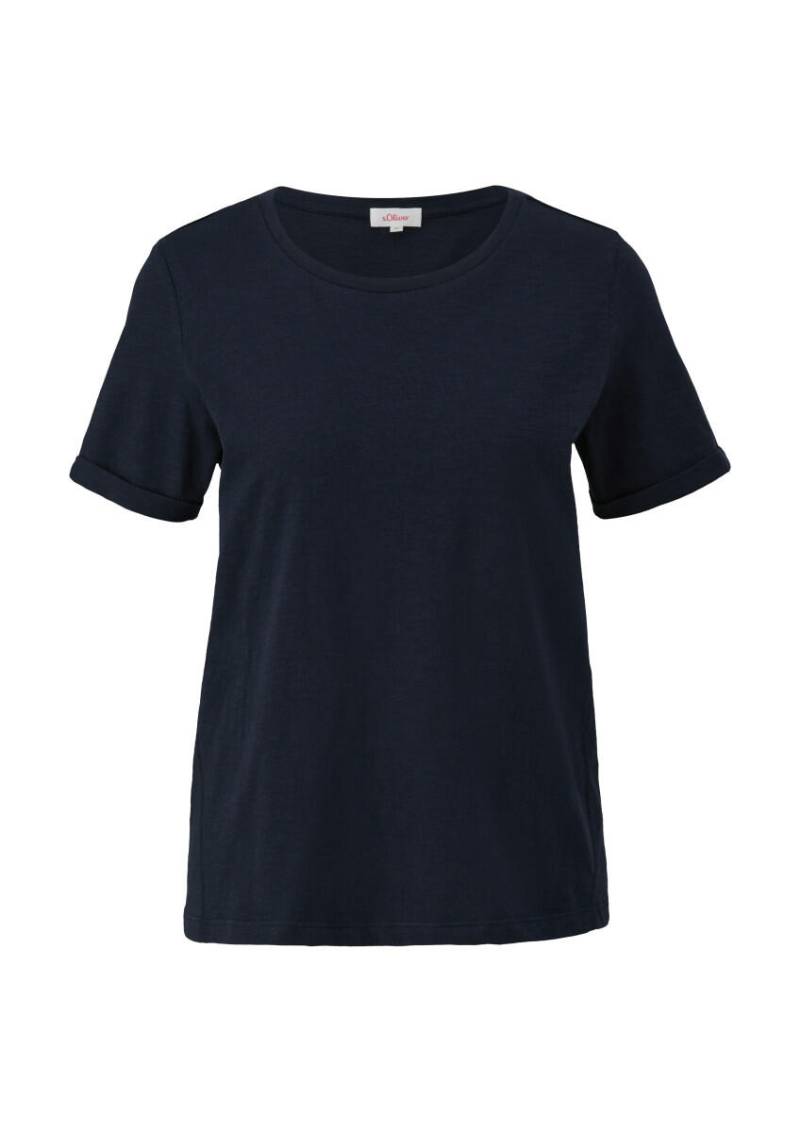 s.Oliver Red Label - T-Shirt mit Umschlag am Ärmel blau - Gr. - 34 von s.Oliver Red Label