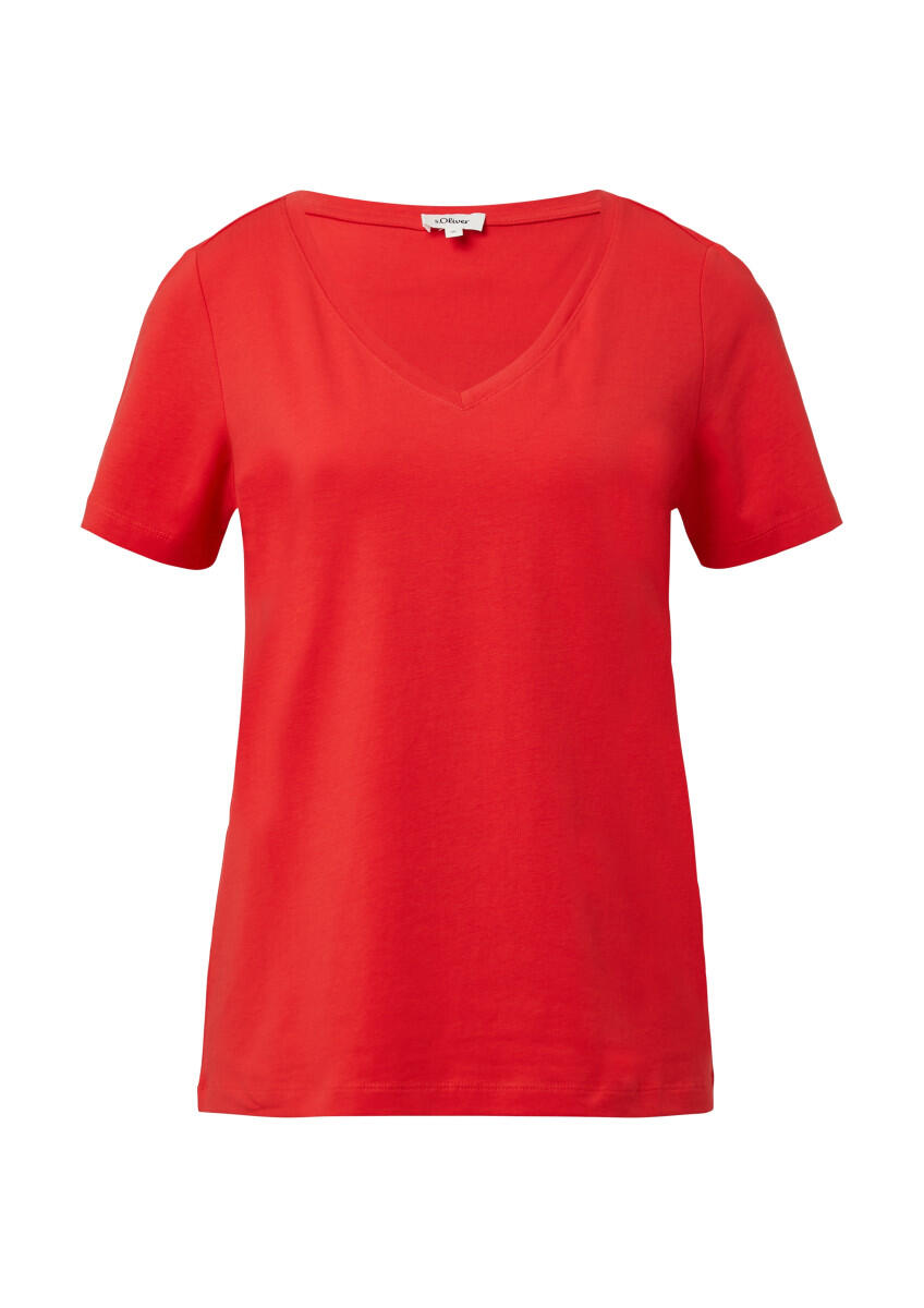 s.Oliver Red Label - T-Shirt mit V-Ausschnitt rot - Gr. - 36 von s.Oliver Red Label