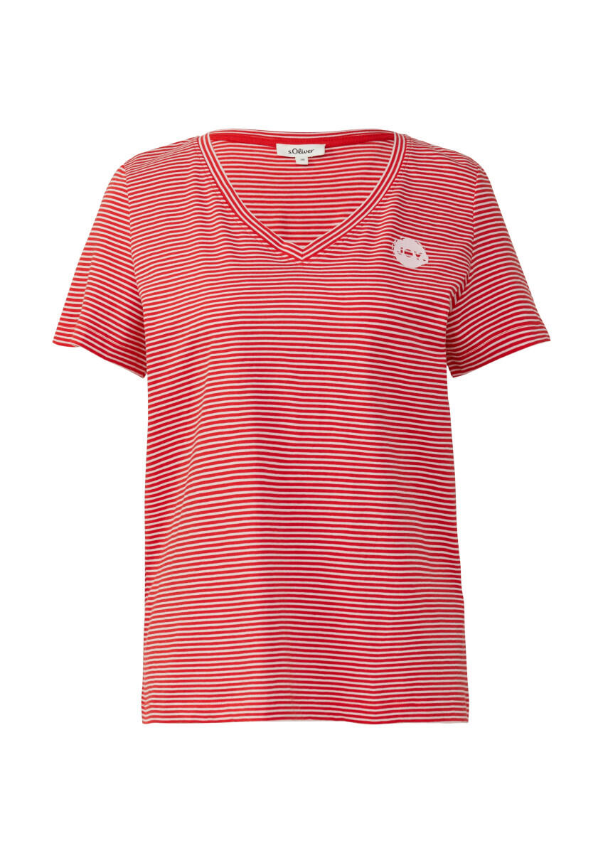s.Oliver Red Label - T-Shirt mit V-Ausschnitt und Print-Detail rot - Gr. - 40 von s.Oliver Red Label