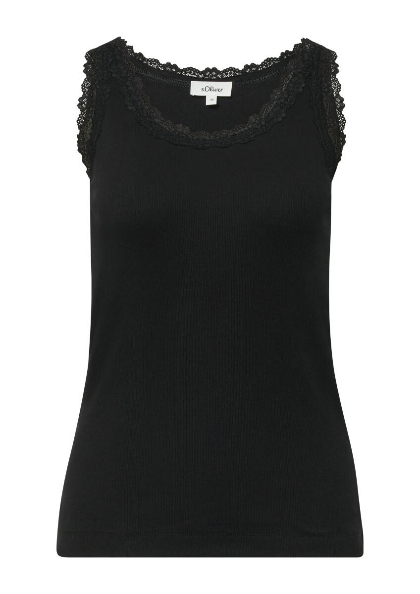 s.Oliver Red Label - Tanktop mit Spitzenbesatz schwarz - Gr. - 34 von s.Oliver Red Label