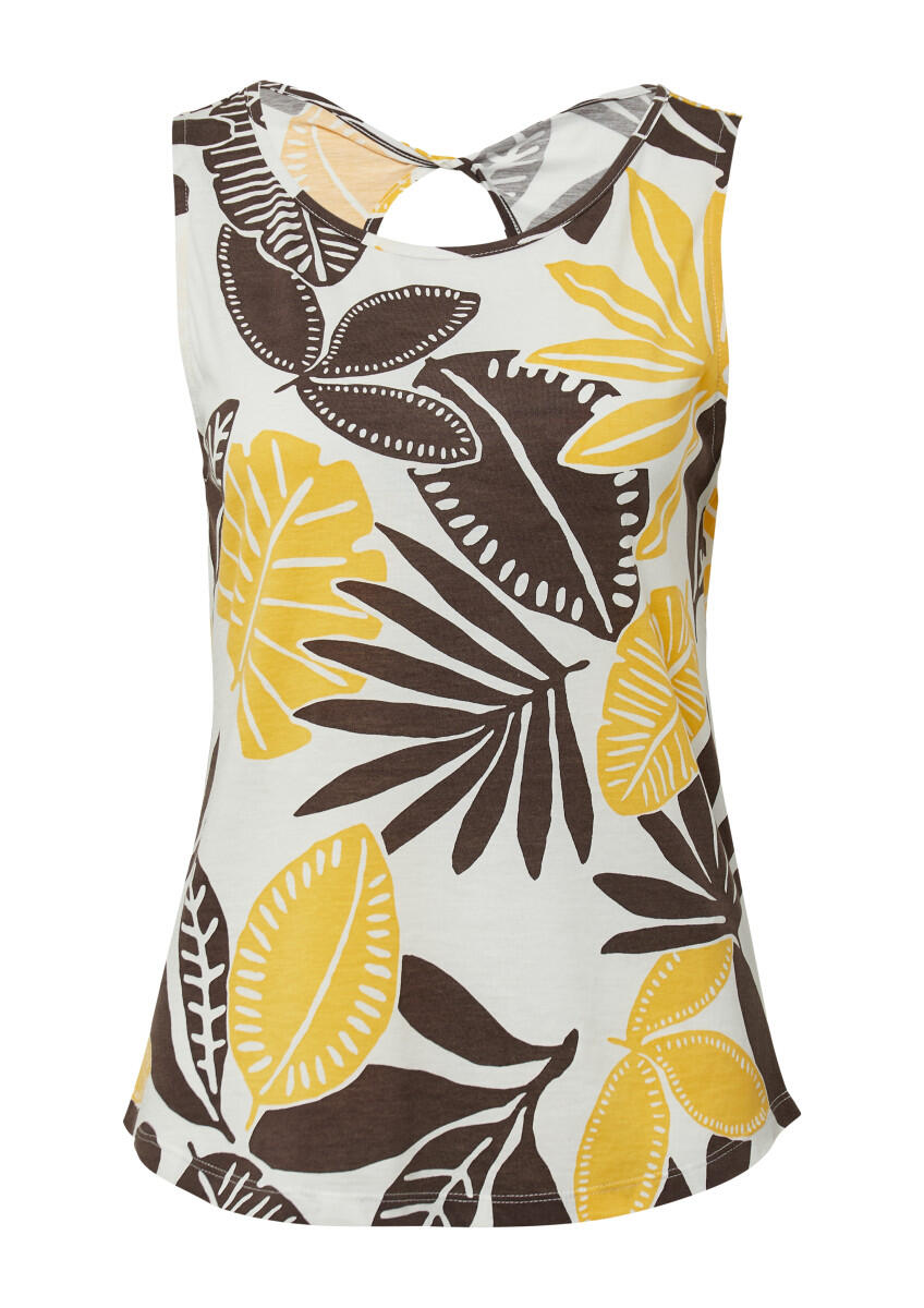 s.Oliver Red Label - Top mit dekorativem Cut-out gelb/weiß - Gr. - 42 von s.Oliver Red Label