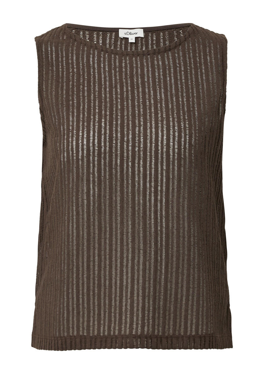 s.Oliver Red Label - Transparentes Jersey-Top mit Rundhalsausschnitt braun - Gr. - 34 von s.Oliver Red Label