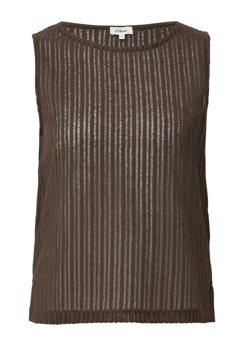 s.Oliver Red Label - Transparentes Jersey-Top mit Rundhalsausschnitt braun - Gr. - 34 von s.Oliver Red Label