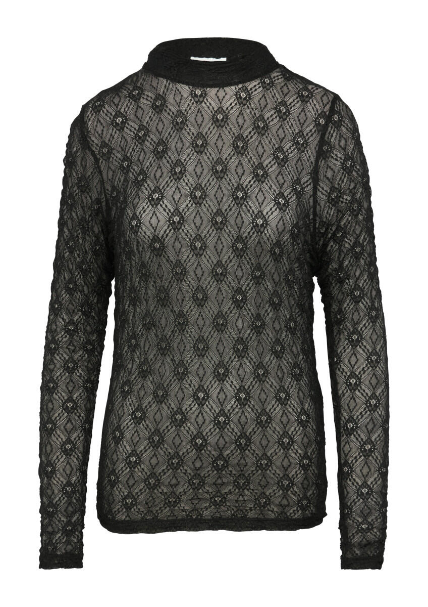 s.Oliver Red Label - Transparentes Spitzen-Shirt mit Stehkragen schwarz - Gr. - 40 von s.Oliver Red Label