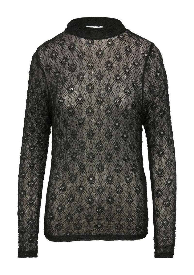 s.Oliver Red Label - Transparentes Spitzen-Shirt mit Stehkragen schwarz - Gr. - 40 von s.Oliver Red Label
