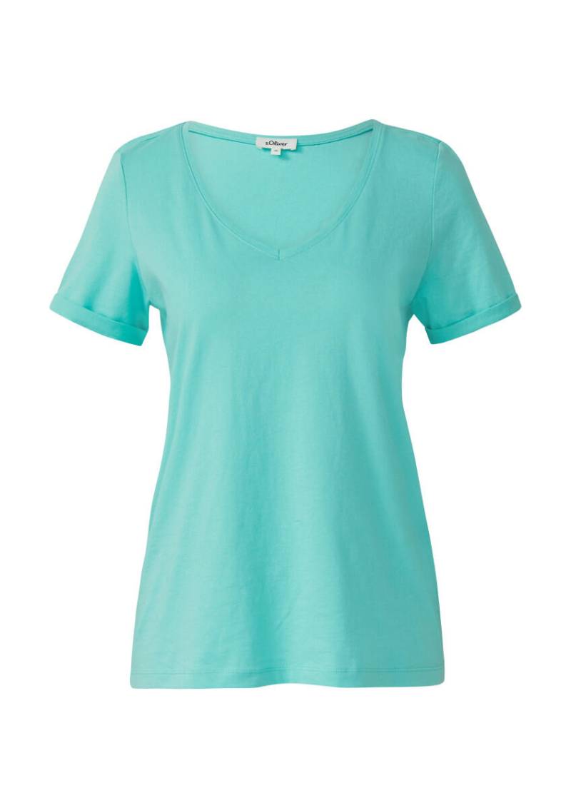 s.Oliver Red Label - Weiches T-Shirt aus Baumwolle mit V-Ausschnitt blau - Gr. - 42 von s.Oliver Red Label