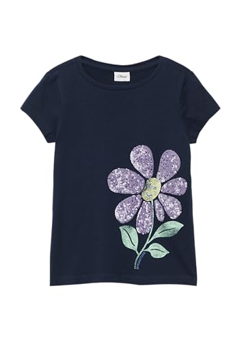Ausgestelltes T-Shirt mit Frontprint und Pailletten Navy 92/98 von s.Oliver