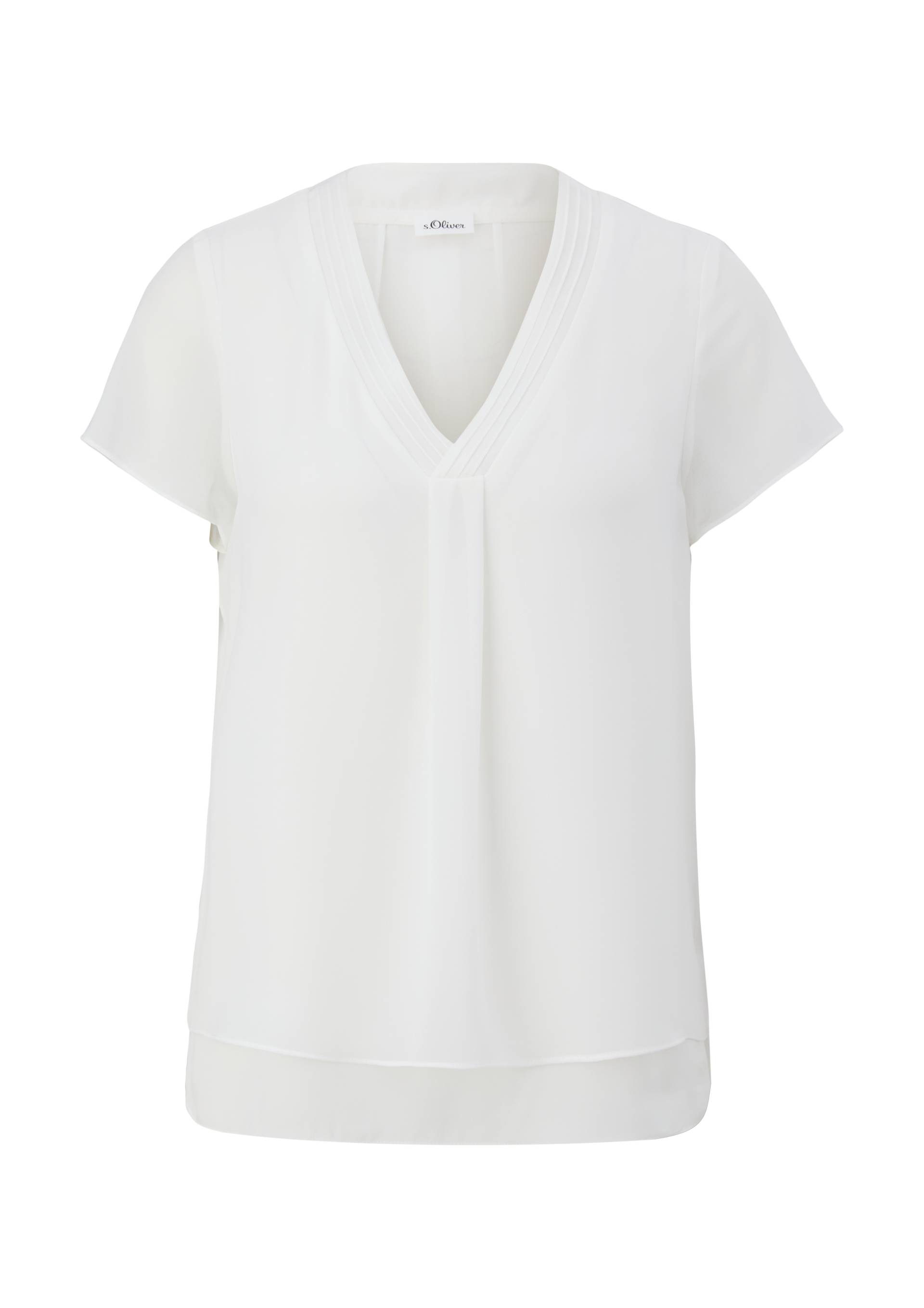 s.Oliver - Layering-Bluse aus Chiffon, Damen, creme von s.Oliver