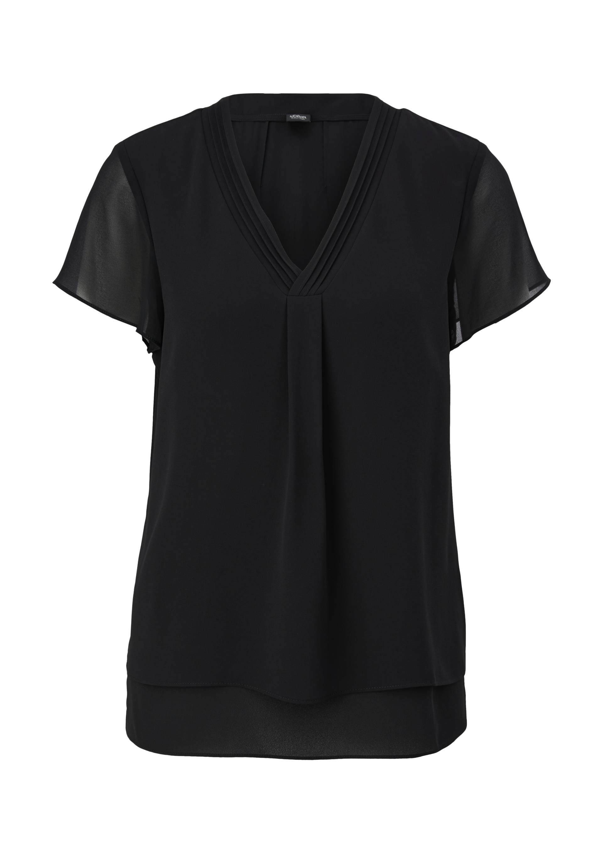s.Oliver - Layering-Bluse aus Chiffon, Damen, schwarz von s.Oliver