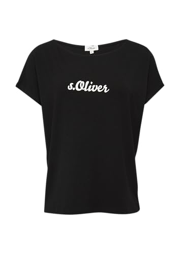 Fließendes Jersey-Shirt mit Artwork und überschnittenen Schultern schwarz 38 von s.Oliver
