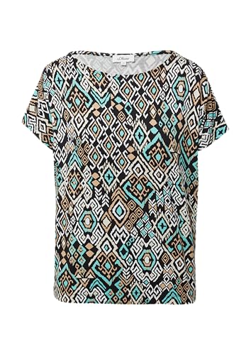 Fließendes T-Shirt aus Viskosemix mit All-Over-Muster schwarz 42 von s.Oliver