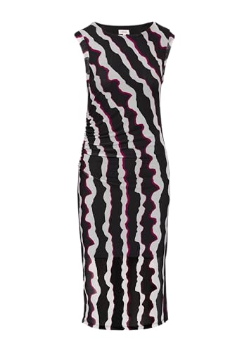 Gemustertes Mesh-Kleid mit seitlicher Raffung schwarz 44 von s.Oliver