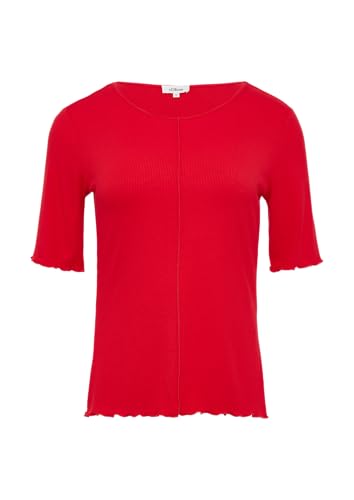Geripptes Slim-Fit-Shirt mit Nahtdetail rot 48 von s.Oliver