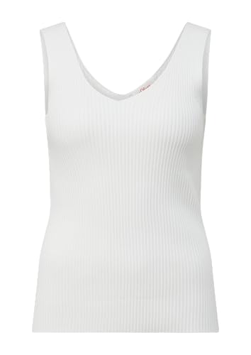 Geripptes Stricktop aus Viskosemix im Slim Fit weiß 46 von s.Oliver