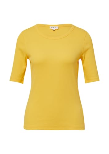 Geripptes T-Shirt im Slim Fit aus Baumwollmix Zitrone 38 von s.Oliver