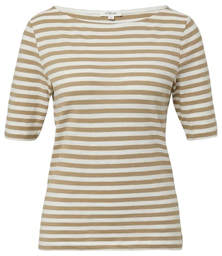 Gestreiftes T-Shirt im Slim Fit mit Flammgarnstruktur Hellbraun 40 von s.Oliver