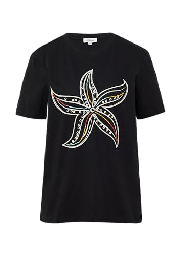 Jersey-T-Shirt mit Frontprint und Schmuckperlen schwarz 44 von s.Oliver