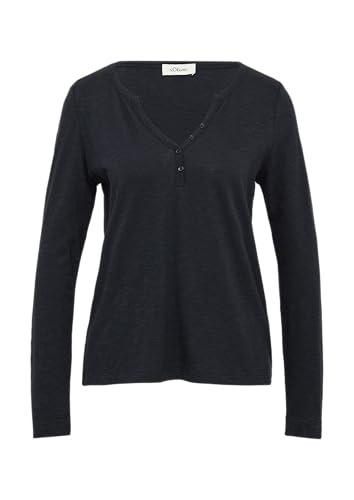 Langarmshirt mit Henley-Ausschnitt und Flammgarnstruktur Navy 40 von s.Oliver