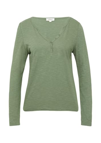 Langarmshirt mit Henley-Ausschnitt und Flammgarnstruktur salbeigrün 38 von s.Oliver