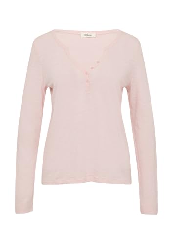 Langarmshirt mit Henley-Ausschnitt und Flammgarnstruktur zartrosa 36 von s.Oliver