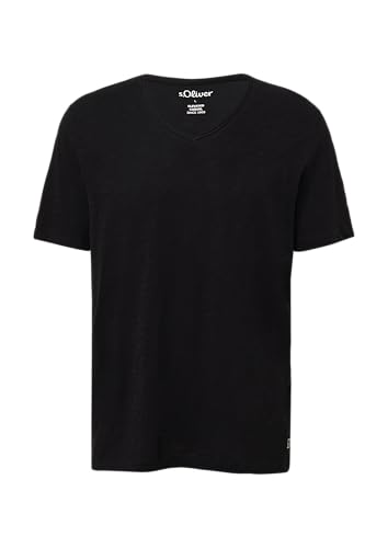 Luftiges T-Shirt mit V-Ausschnitt und Flammgarnstruktur schwarz XL Luftiges T-Shirt mit V-Ausschnitt und Flammgarnstruktur schwarz XL von s.Oliver