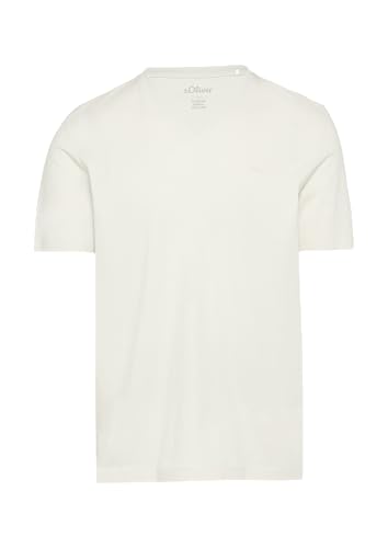 Luftiges T-Shirt mit V-Ausschnitt und Flammgarnstruktur weiß XL von s.Oliver