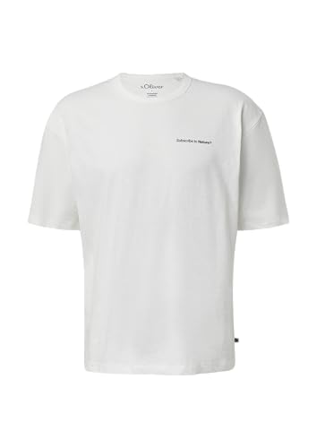 Print-T-Shirt im Relaxed Fit mit Flammgarnstruktur weiß 3XL von s.Oliver