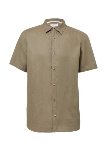 Regular Fit: Leichtes Kurzarmhemd aus 100% Leinen olivgrün L von s.Oliver