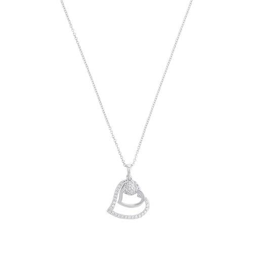 s.Oliver Kette mit Anhänger 925 Sterling Silber Damen Halsschmuck, mit Zirkonia synth., 42+3 cm, Silber, Herz, Kommt in Schmuck Geschenk Box, 9082575 von s.Oliver