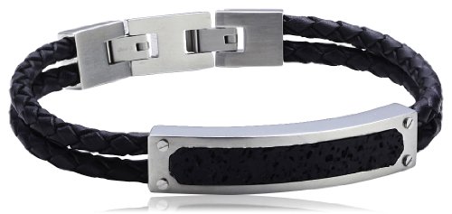 S. Oliver Herren-Armband Edelstahl Leder 22.0 cm - 417648 von s.Oliver