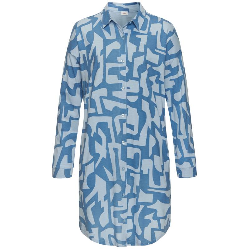 S.OLIVER Damen Nachthemd hellblau-blau gemustert Gr.44/46 von s.Oliver