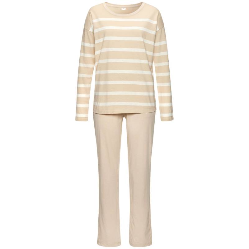 S.OLIVER Damen Pyjama beige-weiß-gestreift Gr.44/46 von s.Oliver