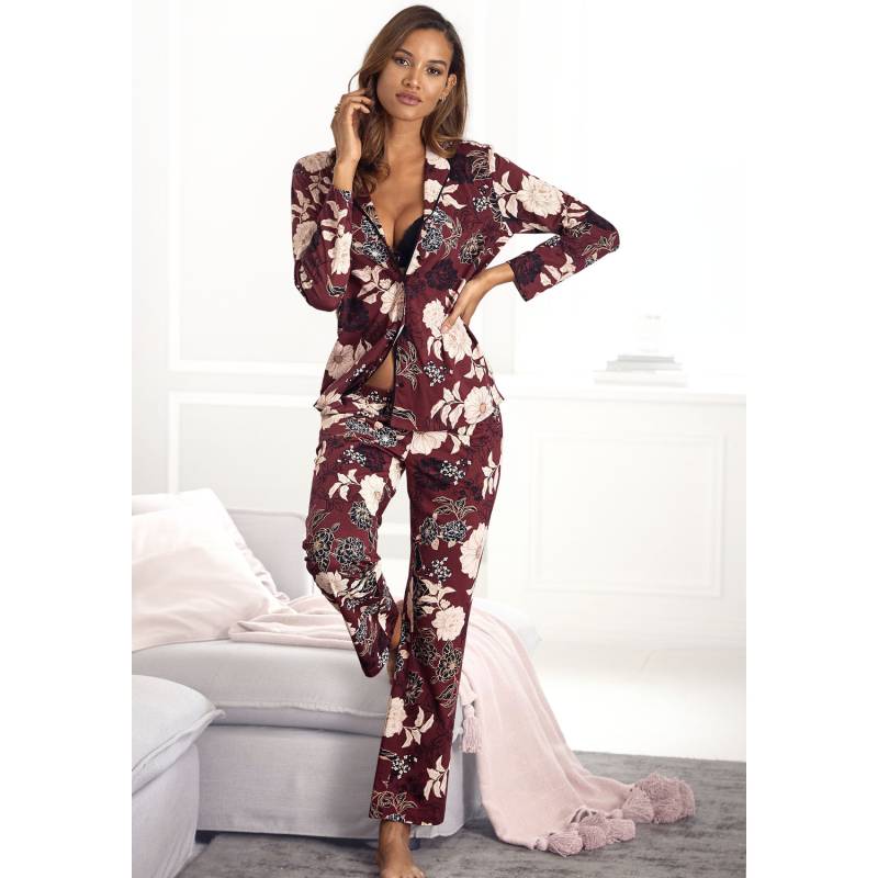 S.OLIVER Damen Pyjama bordeaux-geblümt Gr.32/34 von s.Oliver