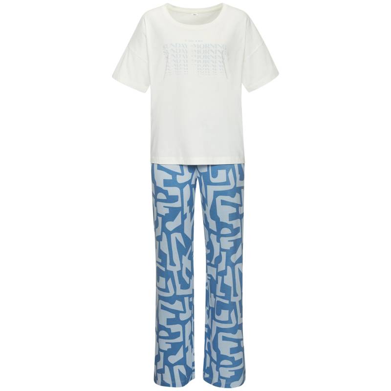 S.OLIVER Damen Pyjama hellblau-dunkelblau gemustert Gr.48/50 von s.Oliver