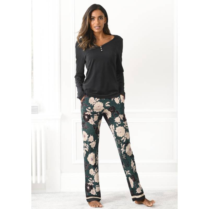 S.OLIVER Damen Pyjama schwarz-dunkelgrün Gr.40/42 von s.Oliver