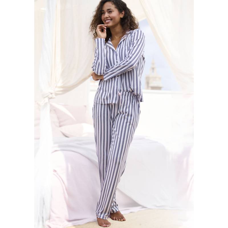 S.OLIVER Damen Pyjama schwarz - weiß - gestreift Gr.40/42 von s.Oliver