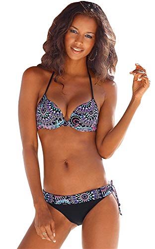 S.OLIVER RED LABEL BEACHWEAR LM s.Oliver RED LABEL Beachwear Push-up-Bikini mit schönem Sommerprint Push-up-Bikini mit schönem Sommerprint schwarz-bunt 40 AA von s.Oliver