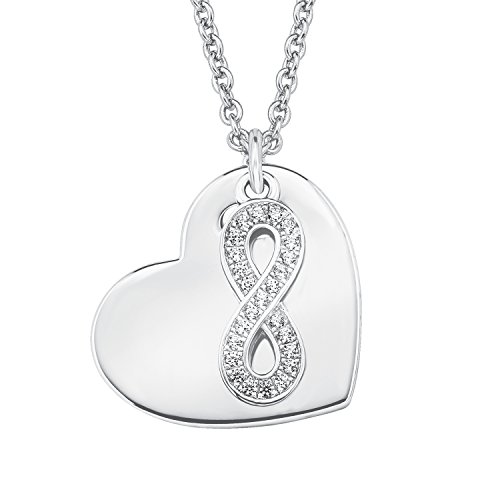 s.Oliver Damen-Kette mit Anhänger 42+3 cm Herz Infinity 925 Silber rhodiniert Zirkonia weiß 45 cm - 2015119 von s.Oliver