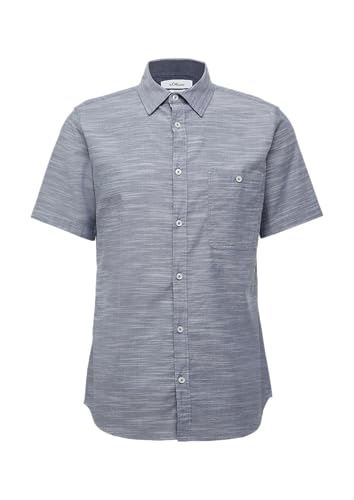 Slim Fit: Kurzarm-Hemd aus Baumwollstretch mit Flammgarnstruktur tiefblau 3XL von s.Oliver