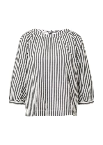 Streifenbluse mit Raffung und Schleife schwarz 42 von s.Oliver