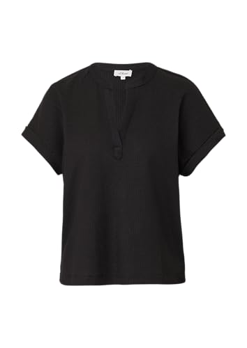 Strukturiertes T-Shirt im Relaxed Fit mit V-Ausschnitt schwarz 40 von s.Oliver